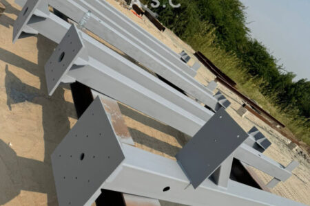 Precision-Fabricated-Steel-Beams-with-Welded-Baseplates-for-Structural-Installation