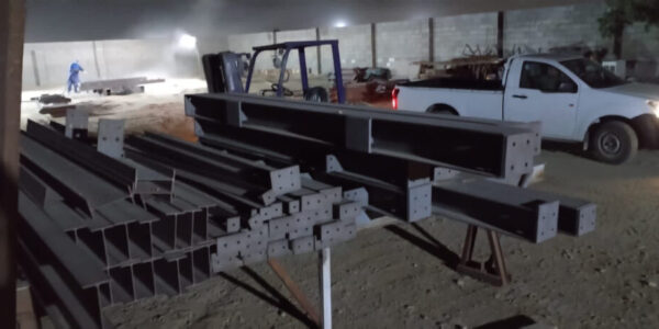Steel-Beam-Fabrication-and-Sandblasting-During-Night-Operations
