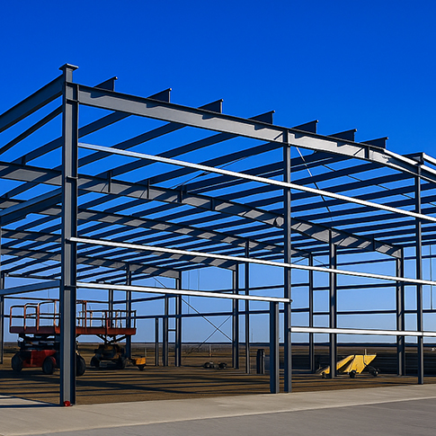 Steel-Portal-Frame-Structure-in-Early-Construction Steel-Portal-Frame-Structure-in-Early-Construction